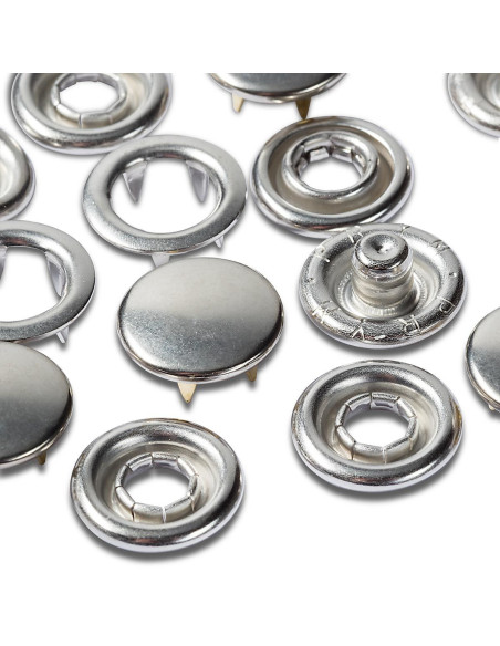 Pack of 20 nickel jersey snap fasteners, 10 mm