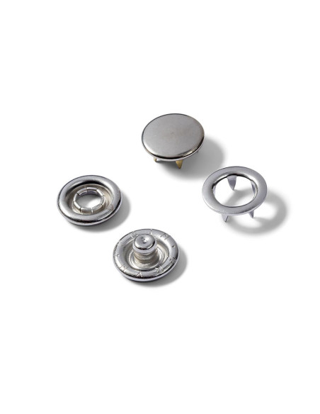Pack of 20 nickel jersey snap fasteners, 10 mm