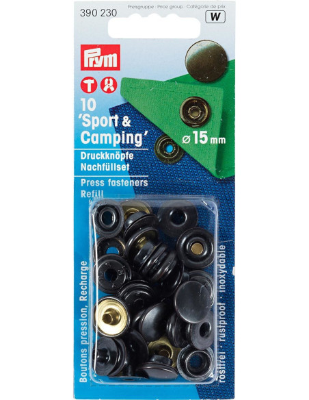 10 black sport camping snap fasteners refill
