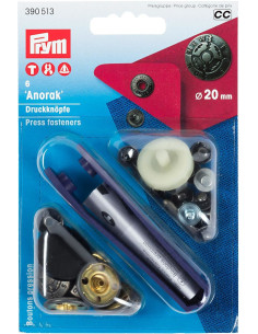 Box of 6 anorak snap buttons Design with 20 mm tool