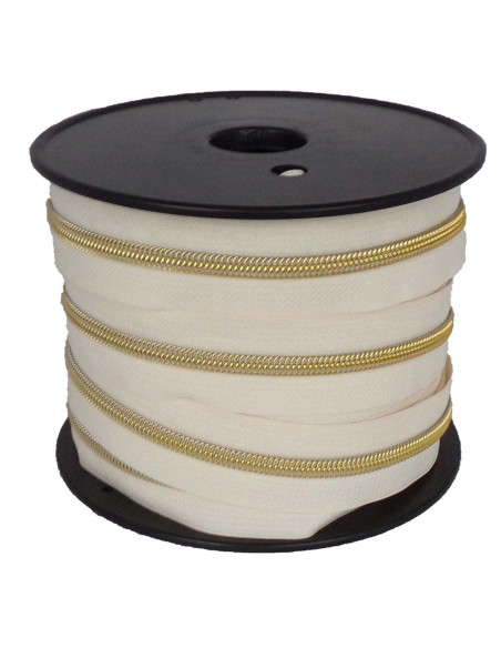 5 mm nylon zipper lurex - Ivory and gold