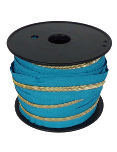 5 mm nylon zipper with lurex - Teal blue