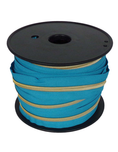5 mm nylon zipper with lurex - Teal blue