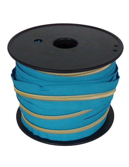 5 mm nylon zipper with lurex - Teal blue