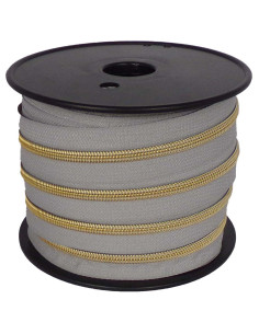 5 mm nylon zipper with lurex - Pigeon gray and gold