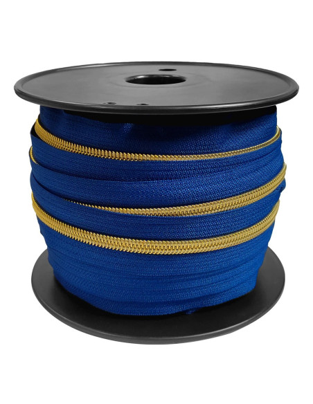 5 mm nylon zipper with lurex - Bugatti Blue and Gold