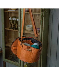 Muud Enturn Leather Storage Bag for Embroidery and Knitting - Whisky