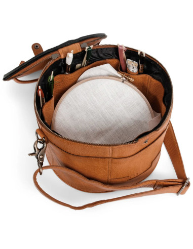 Muud Enturn Leather Storage Bag for Embroidery and Knitting - Whisky