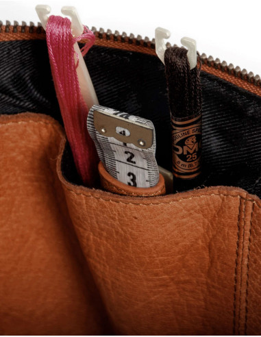 Muud Enturn Leather Storage Bag for Embroidery and Knitting - Whisky