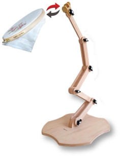 Adjustable stand for embroidery hoop