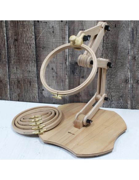 Adjustable stand for embroidery hoop