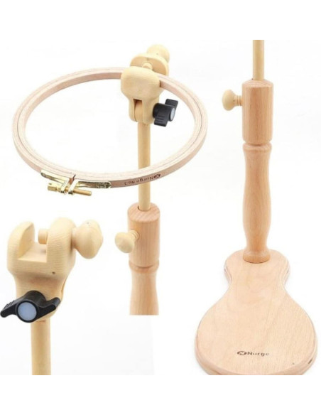 Adjustable thigh support for embroidery hoop