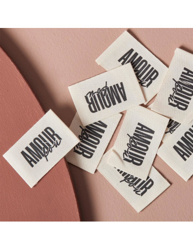 Set of 5 woven sew-on labels - Crazy Love