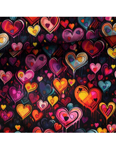 Premium cotton fabric - Hearts in frenzy