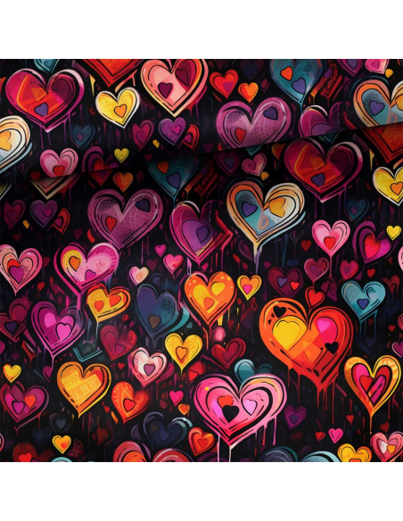 Premium cotton fabric - Hearts in frenzy