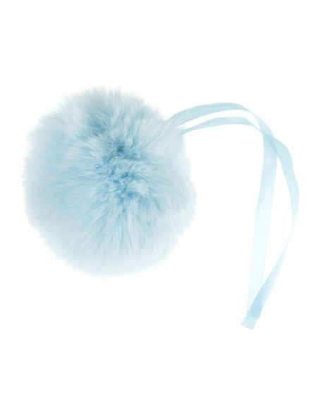 11 cm faux fur pompom - Baby blue