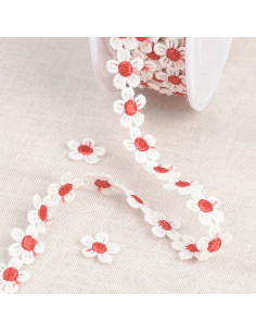 White daisy guipure - Red and white