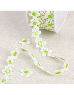 White daisy guipure - Green and white