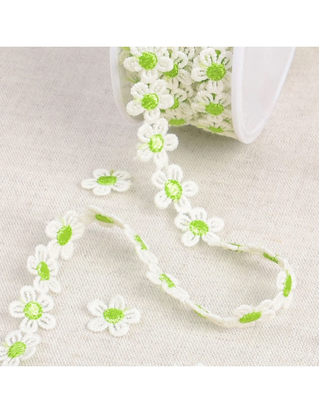 White daisy guipure - Green and white