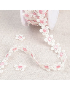White daisy guipure - Pink and white