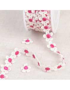 White daisy guipure - Fuchsia and white