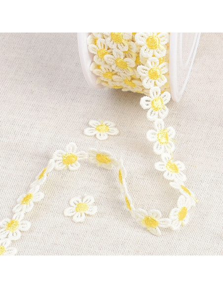 White daisy guipure - Yellow and white