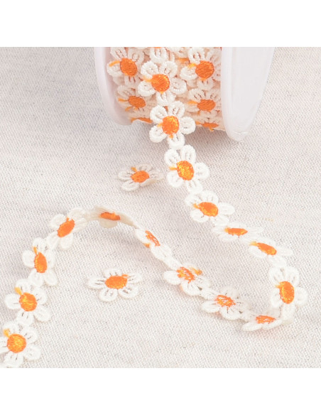 White daisy guipure - Orange and white