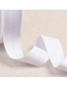 Pre-folded elastic bias grosgrain 30 mm wide - White