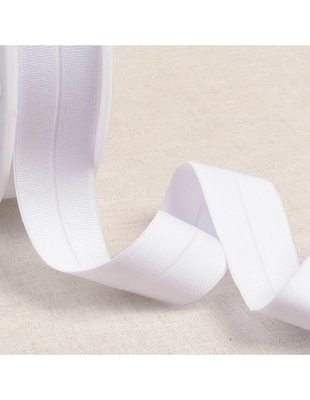 Pre-folded elastic bias grosgrain 30 mm wide - White