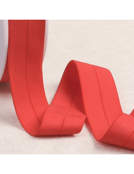 Pre-folded elastic bias grosgrain 30 mm wide - Red
