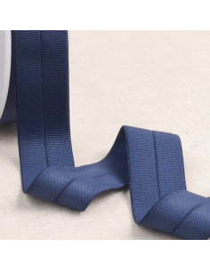 Pre-folded elastic bias grosgrain 30 mm wide - Navy blue