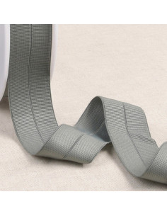 Pre-folded elastic bias grosgrain 30 mm wide - Gray