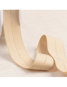 Pre-folded elastic bias grosgrain 30 mm wide - Beige
