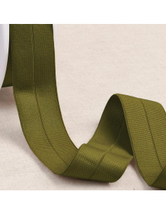 Pre-folded elastic bias grosgrain 30 mm wide - Khaki
