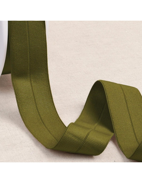 Pre-folded elastic bias grosgrain 30 mm wide - Khaki