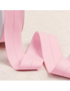 Pre-folded elastic bias grosgrain 30 mm wide - Pink