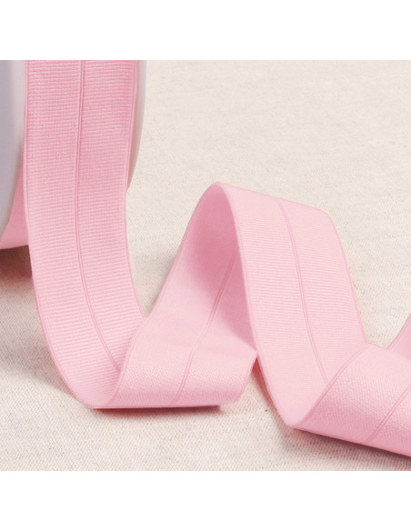 Pre-folded elastic bias grosgrain 30 mm wide - Pink