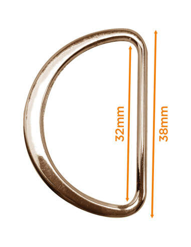 Flat half ring welded 32 mm - Light gold