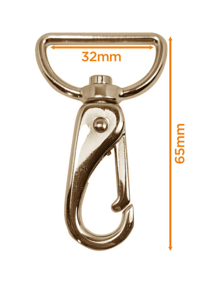 Premium metal carabiner - Light gold 65 x 32 mm