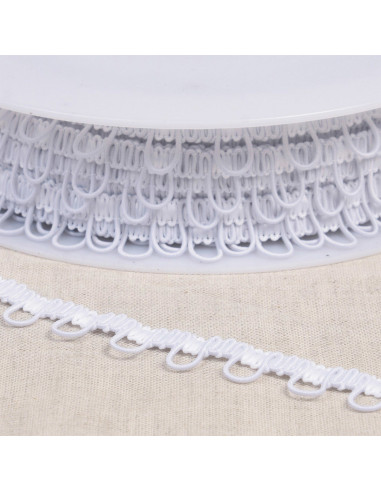Elastic buttonhole trim - White