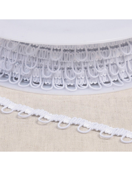 Elastic buttonhole trim - White