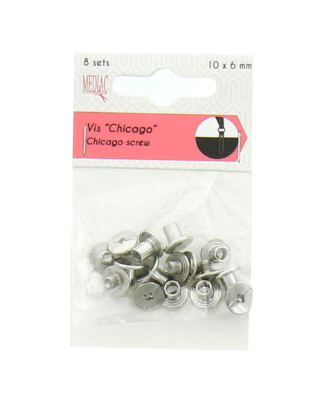 8 sets of Chicago screws 10 mm x 6 mm - Silver
