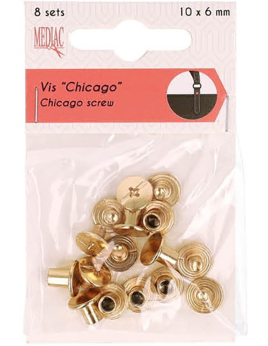 8 sets of Chicago screws 10 mm x 6 mm - Gold
