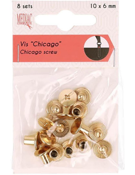 8 sets of Chicago screws 10 mm x 6 mm - Gold