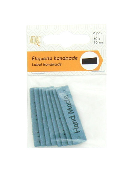 Set of 6 faux leather labels - Hand Made blue