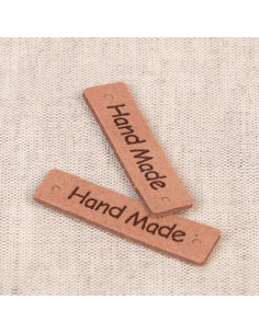 Set of 6 faux leather labels - Hand Made brown