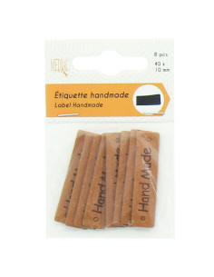 Set of 6 faux leather labels - Hand Made brown 2