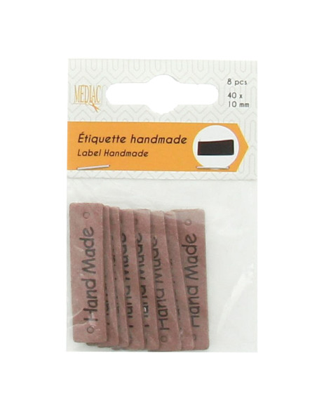 Set of 6 faux leather labels - Hand Made beige
