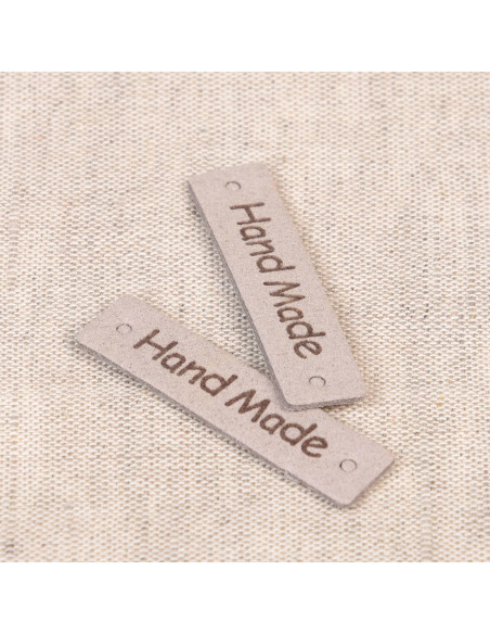 Set of 6 faux leather labels - Hand Made gray