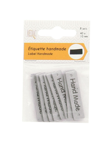 Set of 6 faux leather labels - Hand Made gray